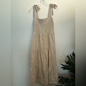 White/Tan stripe dress